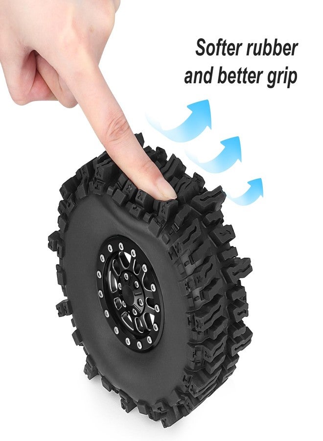 HobbyPark 1.9 Beadlock Wheels for TRX4 Axial SCX10 II III RR10 Wraith Redcat Gen 8 Gen 7 RC4WD 1/10 Scale RC Crawler Car (Black Ring w/Tires) - Image 3